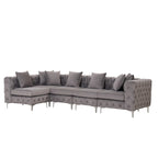 Large L-Shaped Modular Sofa, 5-Seat Velvet Sectional Couch