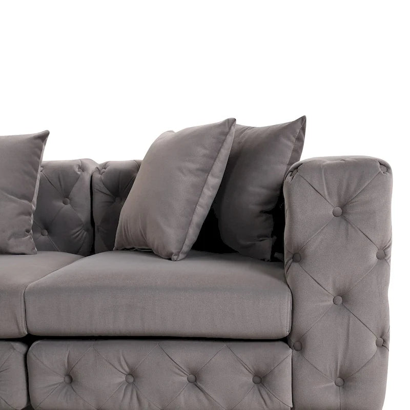 Large L-Shaped Modular Sofa, 5-Seat Velvet Sectional Couch