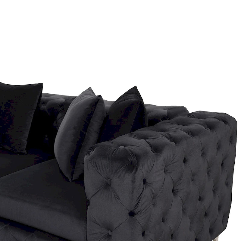 Large L-Shaped Modular Sofa, 5-Seat Velvet Sectional Couch