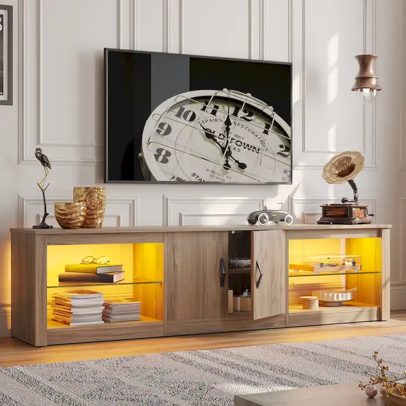 70 inch TV Stand 20 Color RGB Light Entertainment Center