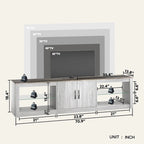 70 inch TV Stand 20 Color RGB Light Entertainment Center