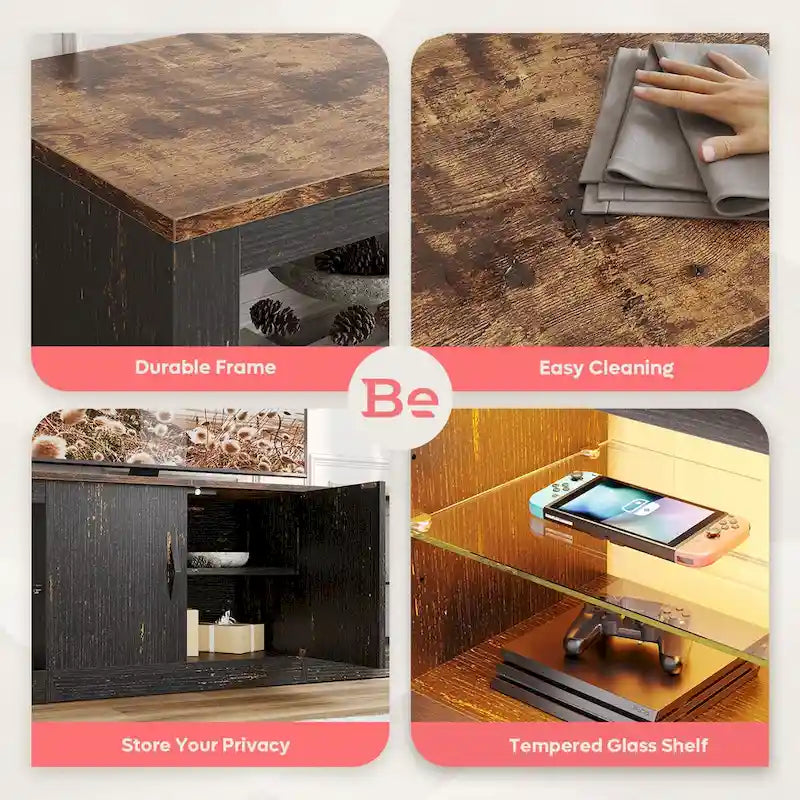 70 inch TV Stand 20 Color RGB Light Entertainment Center