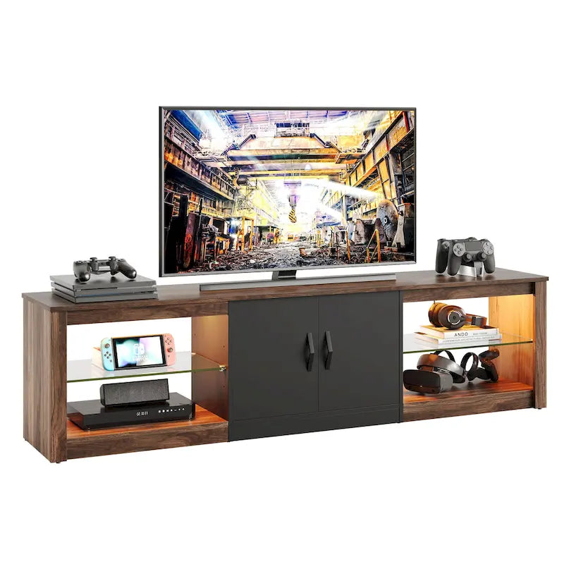 70 inch TV Stand 20 Color RGB Light Entertainment Center