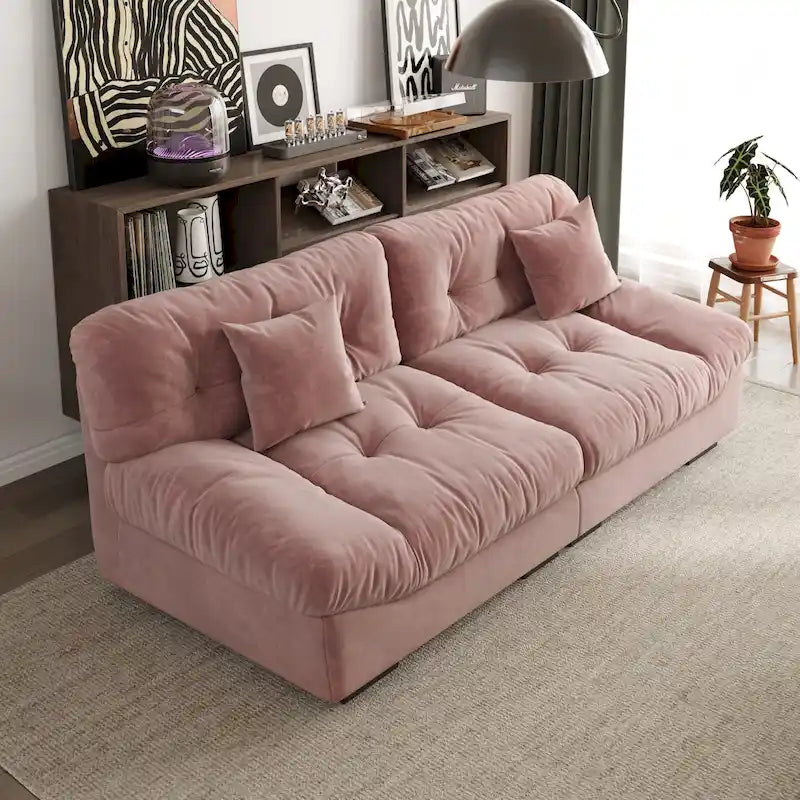 89   Suede Sectional Sofa Cloud Shape Couch for Living Room