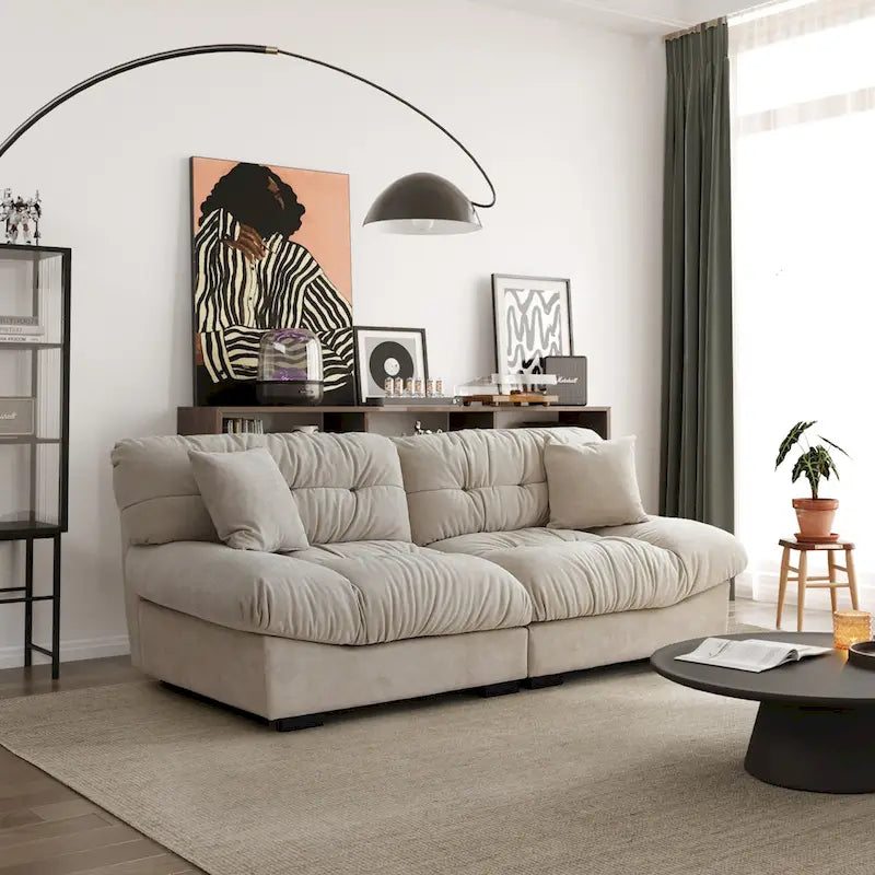 89   Suede Sectional Sofa Cloud Shape Couch for Living Room