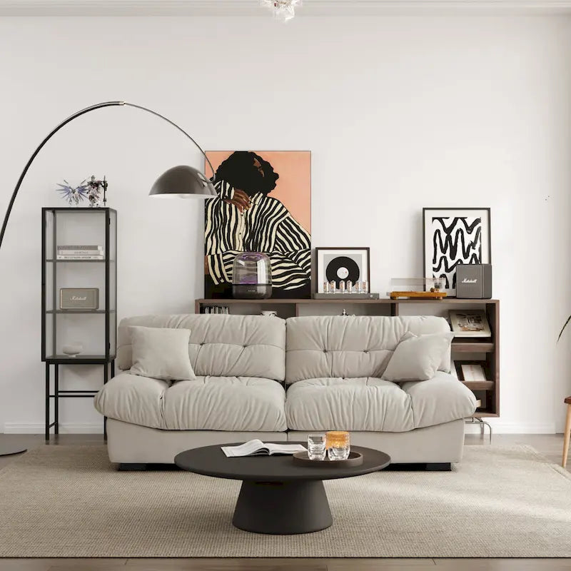 89   Suede Sectional Sofa Cloud Shape Couch for Living Room