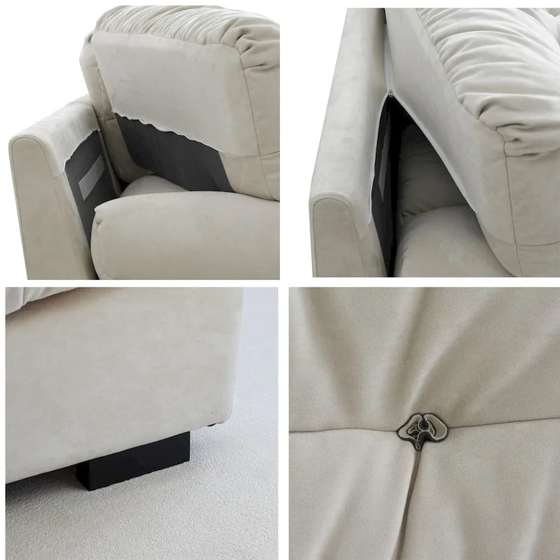 89   Suede Sectional Sofa Cloud Shape Couch for Living Room