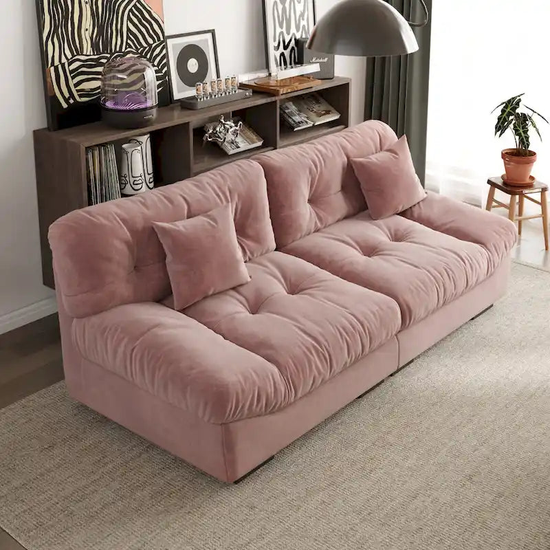 89   Suede Sectional Sofa Cloud Shape Couch for Living Room