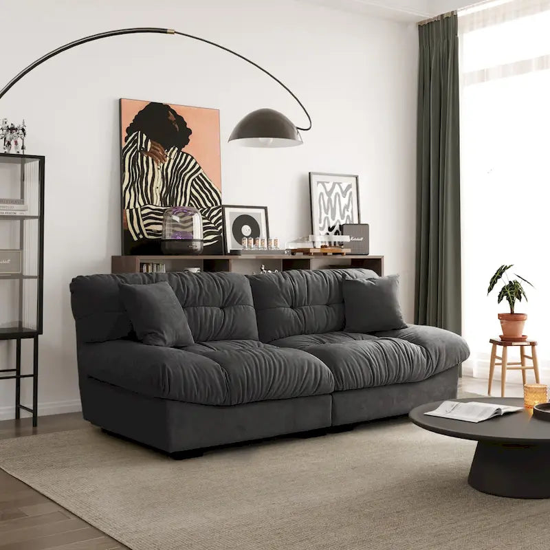 89   Suede Sectional Sofa Cloud Shape Couch for Living Room