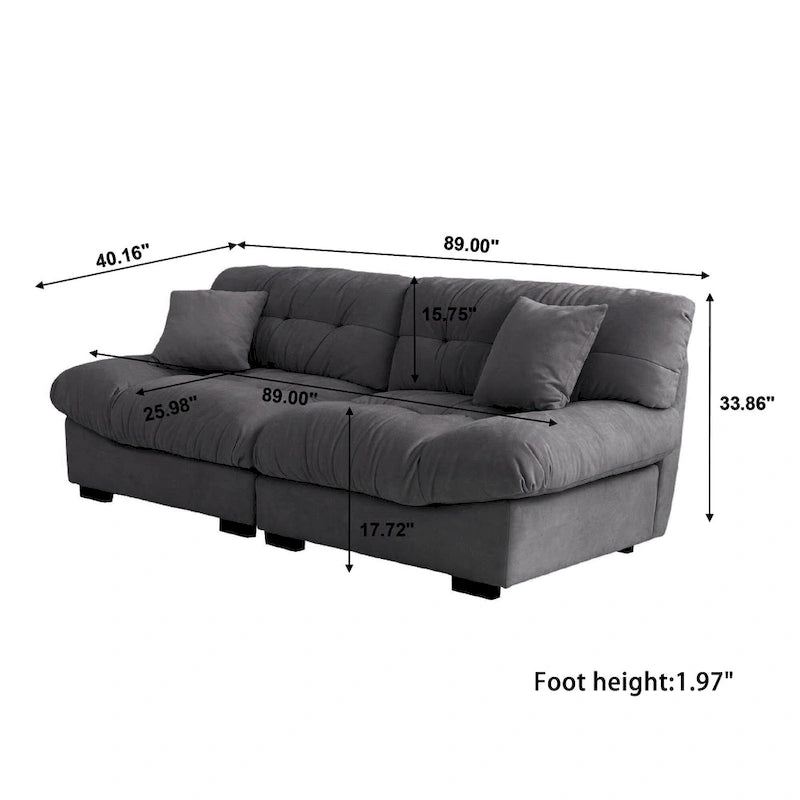 89   Suede Sectional Sofa Cloud Shape Couch for Living Room