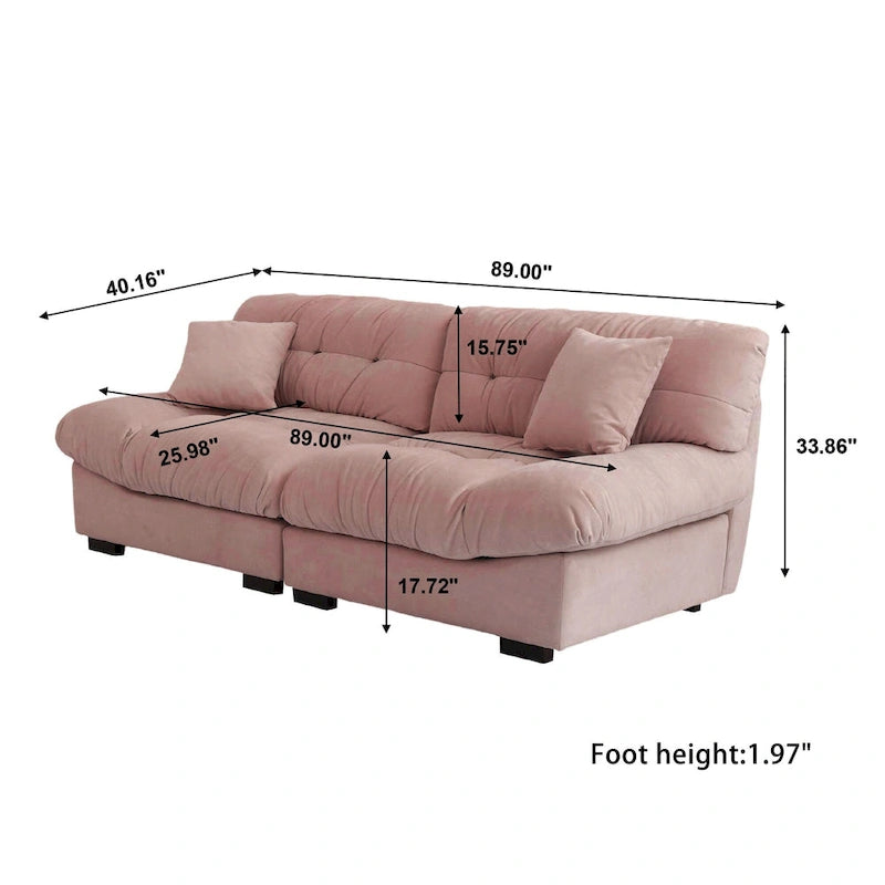 89   Suede Sectional Sofa Cloud Shape Couch for Living Room