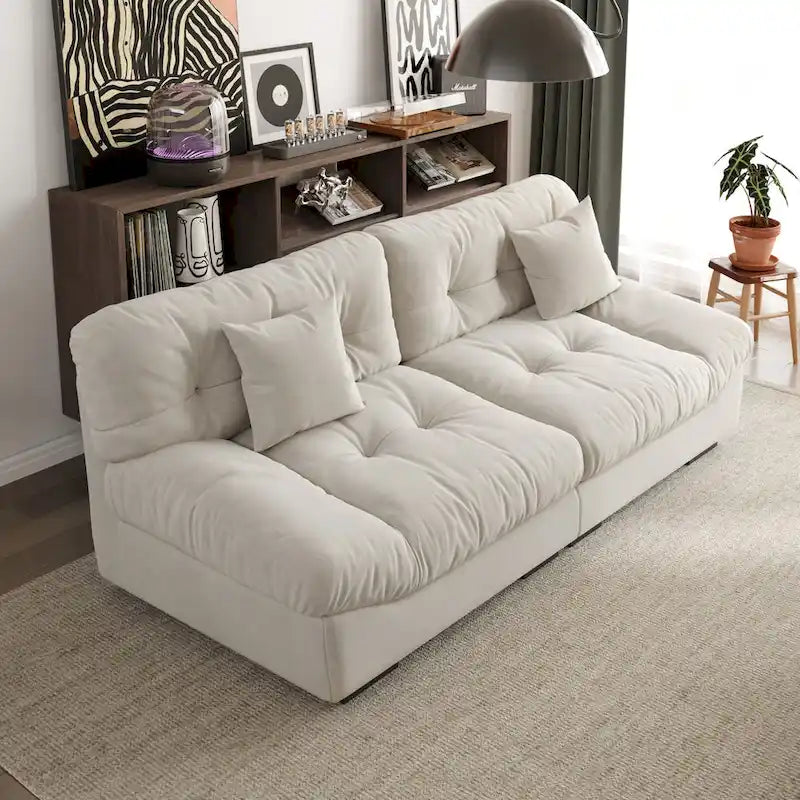 89   Suede Sectional Sofa Cloud Shape Couch for Living Room
