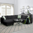 Modular Sectional Sofa with Ottoman and 3 Pillows