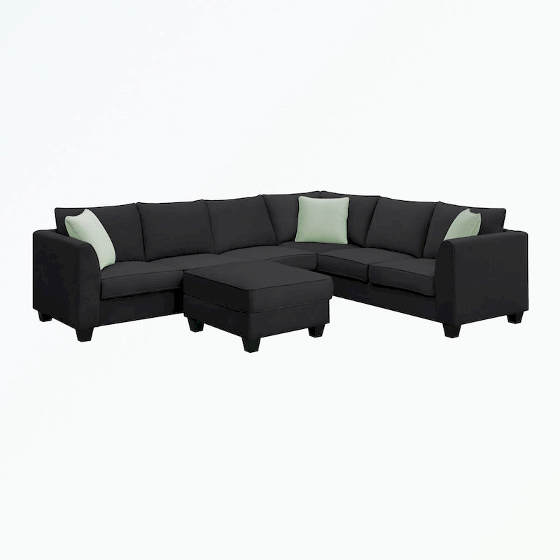Modular Sectional Sofa with Ottoman and 3 Pillows
