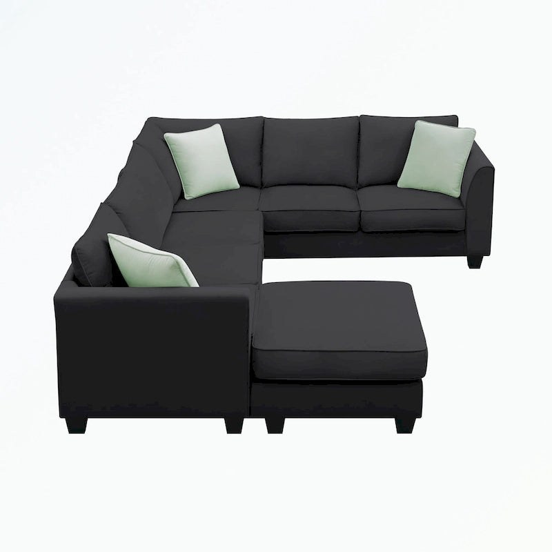 Modular Sectional Sofa with Ottoman and 3 Pillows
