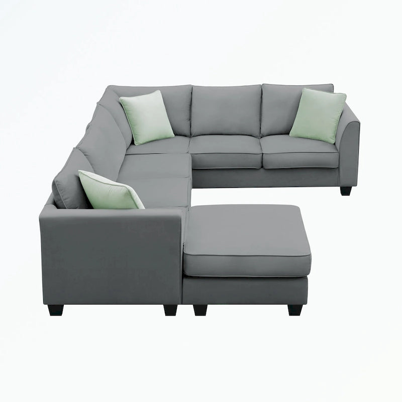 Modular Sectional Sofa with Ottoman and 3 Pillows