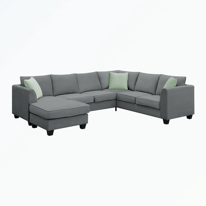 Modular Sectional Sofa with Ottoman and 3 Pillows
