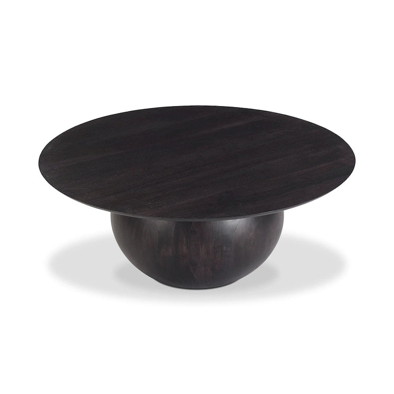 Aurelle Home Modern Solid Acacia Wood Round Base Coffee Table