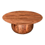 Aurelle Home Modern Solid Acacia Wood Round Base Coffee Table