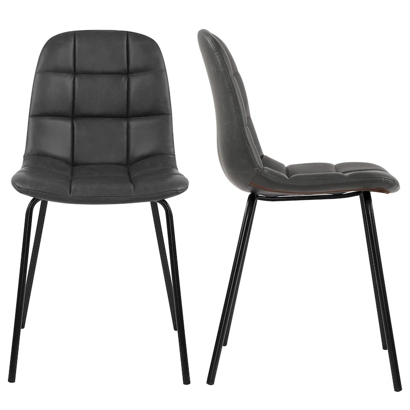 Faux Leather Dining Chairs Upholstered Side Chairs with Metal Legs Set of 2