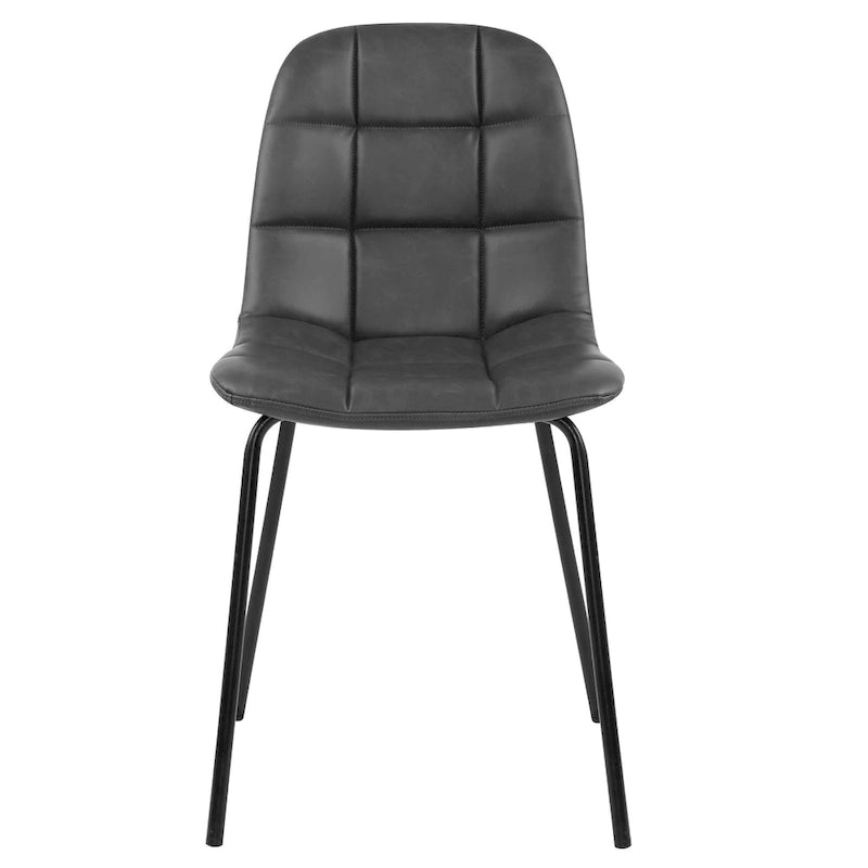 Faux Leather Dining Chairs Upholstered Side Chairs with Metal Legs Set of 2