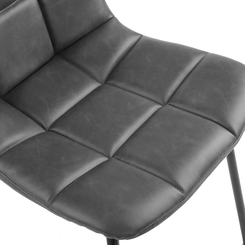 Faux Leather Dining Chairs Upholstered Side Chairs with Metal Legs Set of 2