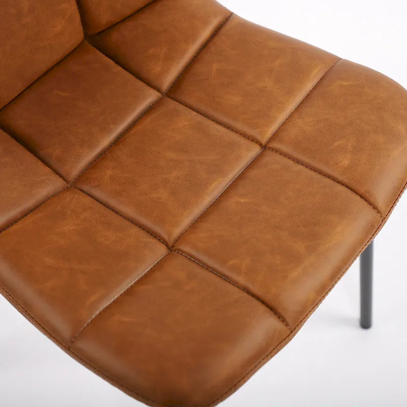 Faux Leather Dining Chairs Upholstered Side Chairs with Metal Legs Set of 2