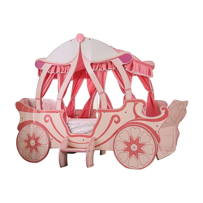 Wooden Carriage Bed in Pink