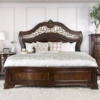 Furniture of America Pune Traditional Brown Wood Carved Panel Bed