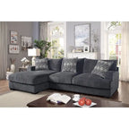 L-Shaped Chenille Upholstered Sectional Sofa in Gray