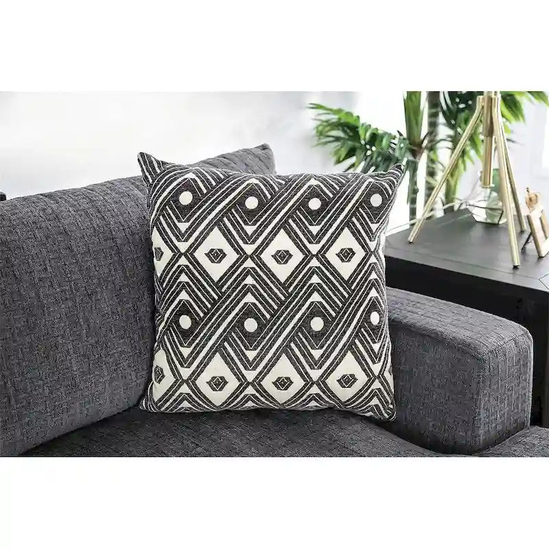 L-Shaped Chenille Upholstered Sectional Sofa in Gray
