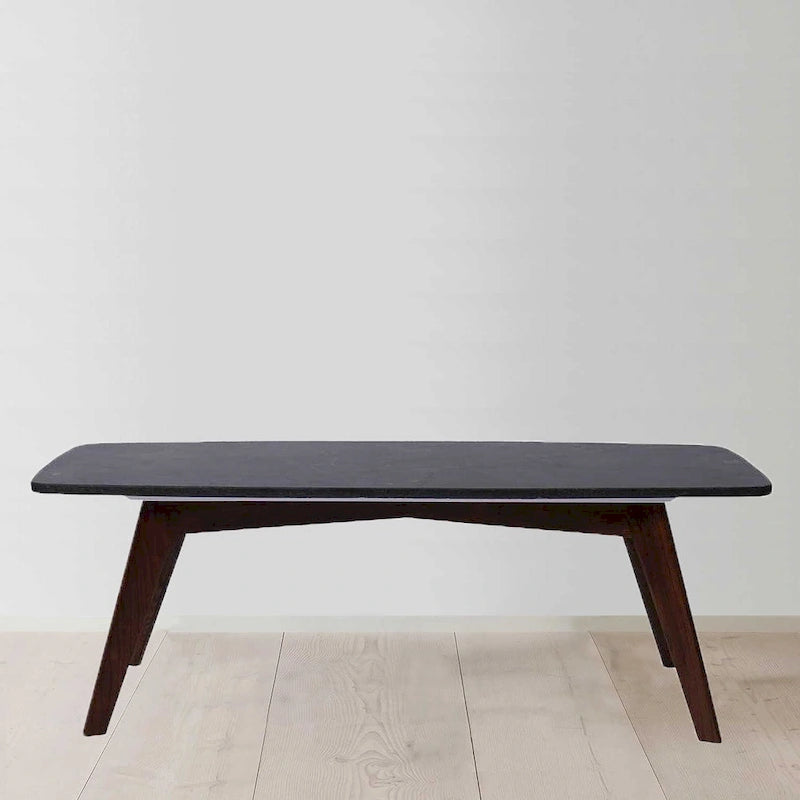 Faura 18   x 43.5   Rectangular Italian Black Marble Coffee Table with Walnut Legs