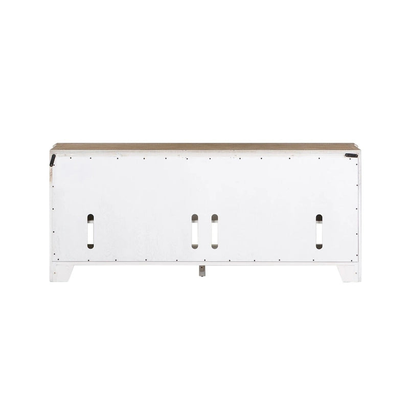 Magnolia Manor Antique White & Weathered Bark Entertainment TV Stand - 73   Wide