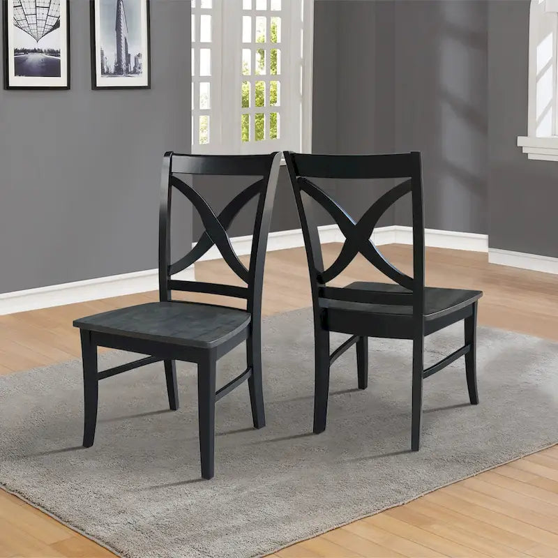International Concepts Solid Wood Cosmo X-back Dining Chairs, Set of 2