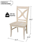 International Concepts Solid Wood Cosmo X-back Dining Chairs, Set of 2