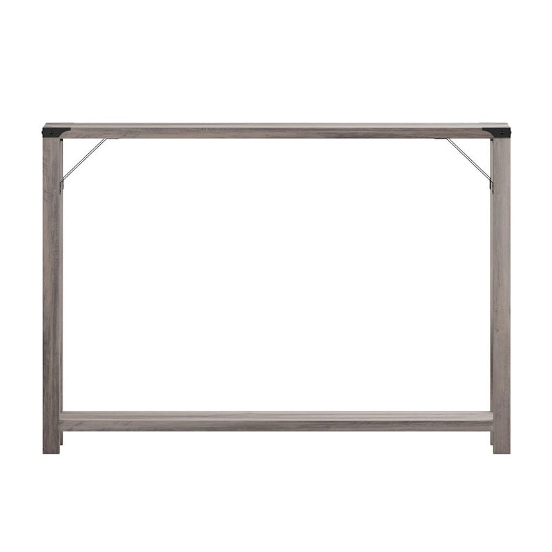 2-Tier Console Table with Metal Side Braces and Corner Caps