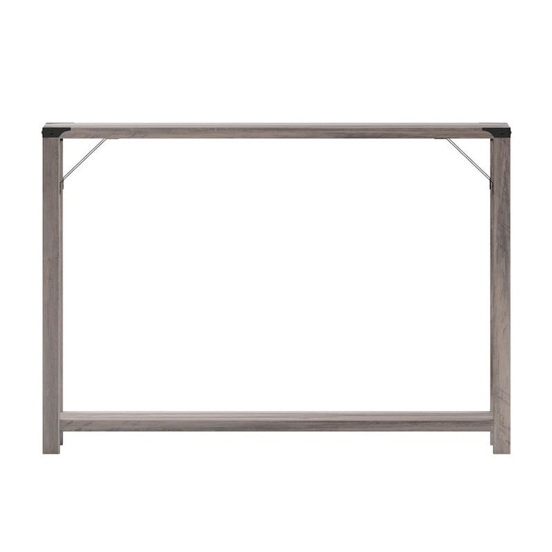 2-Tier Console Table with Metal Side Braces and Corner Caps