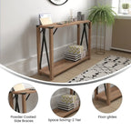 2-Tier Console Table with Metal Side Braces and Corner Caps
