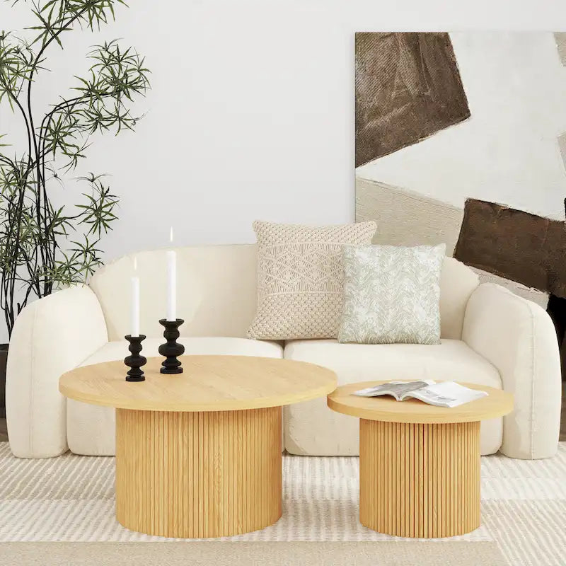 Round Wood Coffee Table Circle Pedestal Table