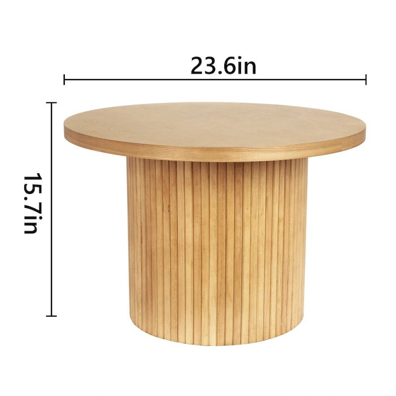 Round Wood Coffee Table Circle Pedestal Table