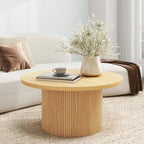 Round Wood Coffee Table Circle Pedestal Table