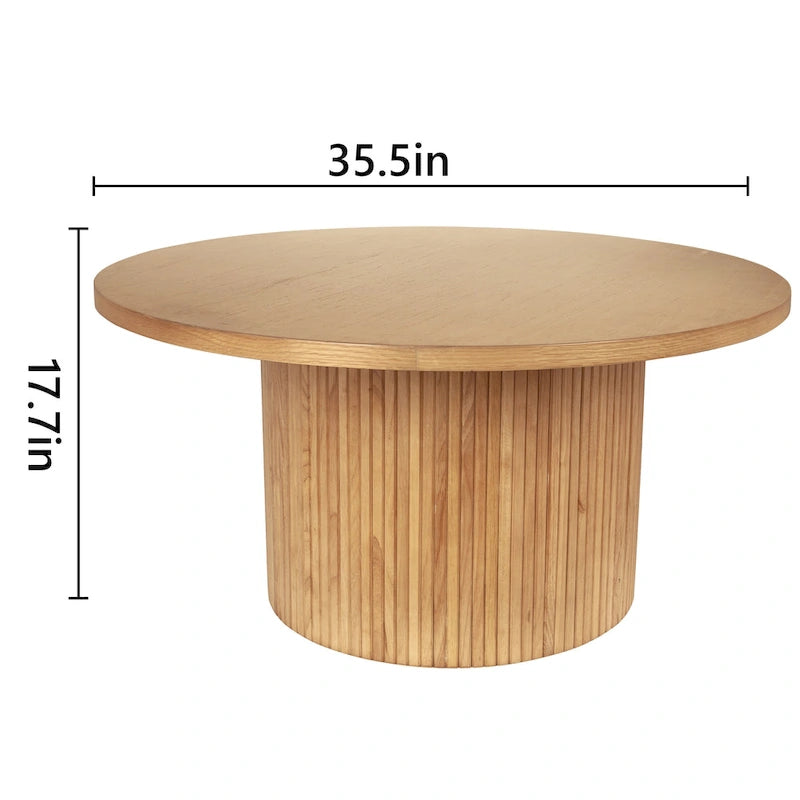 Round Wood Coffee Table Circle Pedestal Table