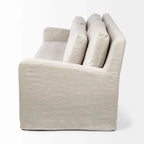 Denly Beige Fabric Slipcover w/ Double Stacked Back Cushions Sofa - 92.5  W x 38.2  D x 34.5  H