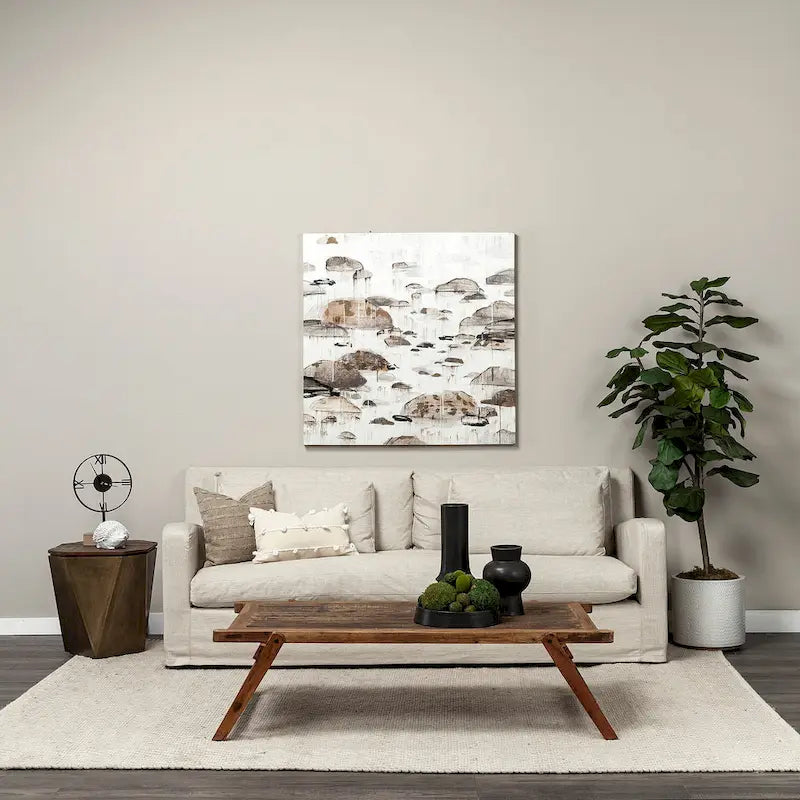 Denly Beige Fabric Slipcover w/ Double Stacked Back Cushions Sofa - 92.5  W x 38.2  D x 34.5  H