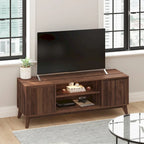 TV Stand with Adjustable Middle Shelf - Dual Soft Close Storage Doors