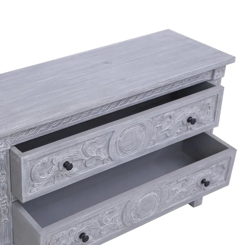 vidaXL Sideboard with 2 Drawers 35.4  x11.8  x23.6   Solid Mahogany Wood