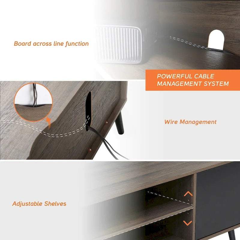 Mid Century Modern TV Stand for 32  -65  Tvs - 42 inches