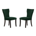 Velvet Armless Nail Head Wooden Dining Chairs 37   Green and Brown 2Ct