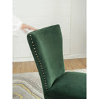 Velvet Armless Nail Head Wooden Dining Chairs 37   Green and Brown 2Ct