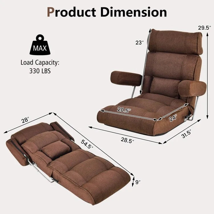 Adjustable Folding Sofa Chair with 6 Position Stepless Back - 31.5  x 28.5   x 29.5